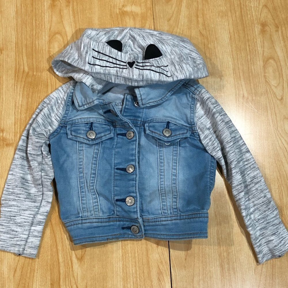 Kids Cat & Jack Jean Jacket Size 2T Gray and Blue Jean Jacket with Hood